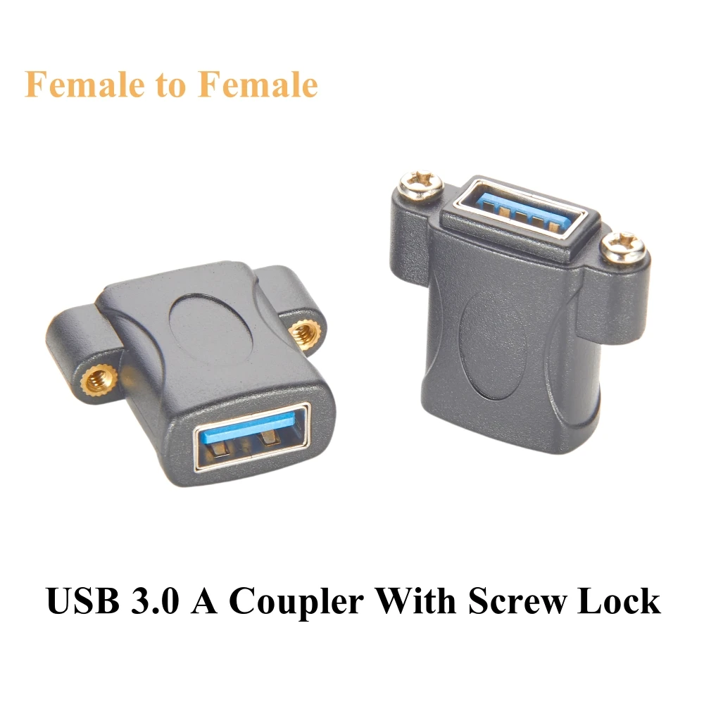 Screw Panel Mount USB 3.0 Coupler 5Gbps USB Type A Female to Female Bulkhead Feedthrough Connector Socket for Scanner Printer