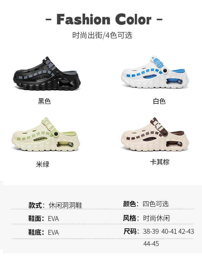 Herren- und Damen-Clogs mit Dicker Sohle, EVA Atmungsaktive Hohle Pantoffeln, Lässige Outdoor-Strand-Garten-Slides, Rutschfeste Plateau-Sandalen – Detail 6