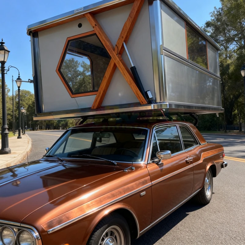 Hot Selling 4 Person Aluminum Hard Shell Roof Top Tent Manual Installation Camping Exterior Styling Accessories
