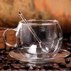 150/300ml Double Bottom Wall Glass Coffee Cup Whiskey Tea Thermal Heat Resistant Cocktail Vodka Shot Wine Mug Tumbler Set