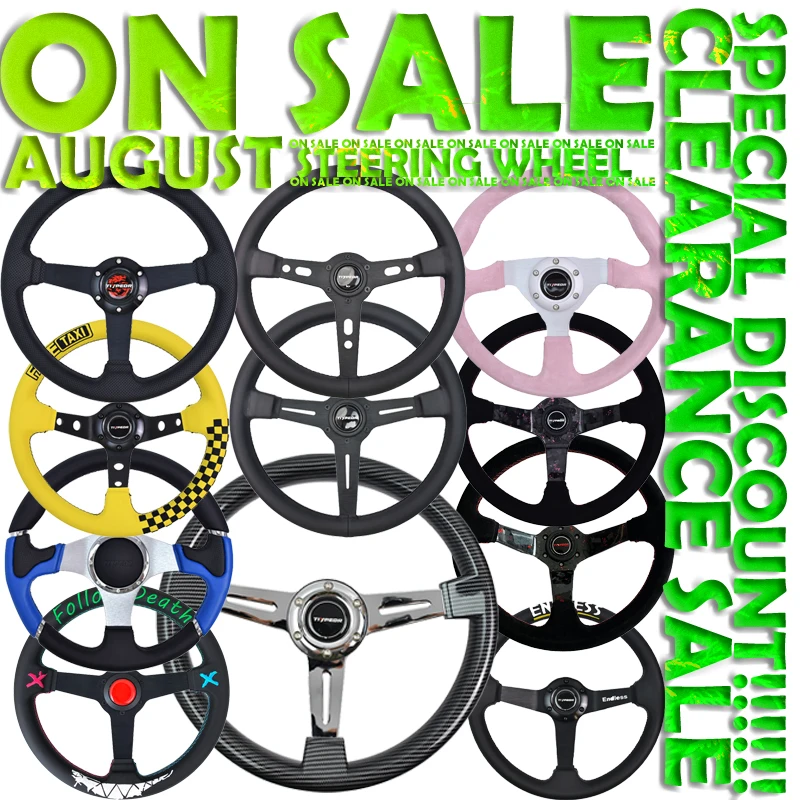 

ON SALE TIYPEOR Steering Wheel 13INCH Multi Color Leather Wheel With Deep Bracket