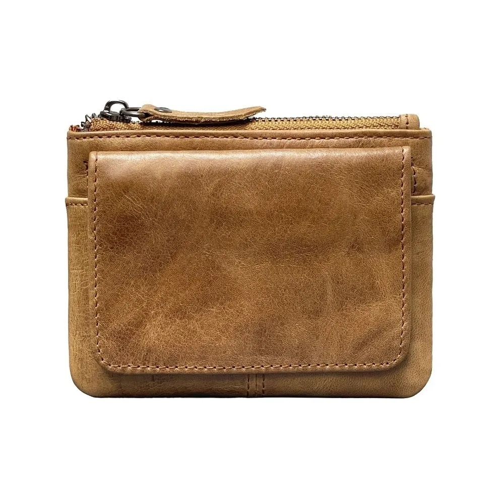 Classic Solid Color Real Leather Coin Purse Minimalist Multi Card Slot Short Wallet Small Multi-functional Card Holder Outdoor