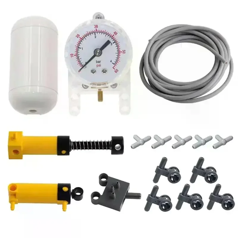 MOC Pneumatische kits Technische onderdelen Cilinders Luchtpomp Duwstangschakelaar Zuiger Luchtleiding Luchtbouwstenen 47225 19478 4697 8800
