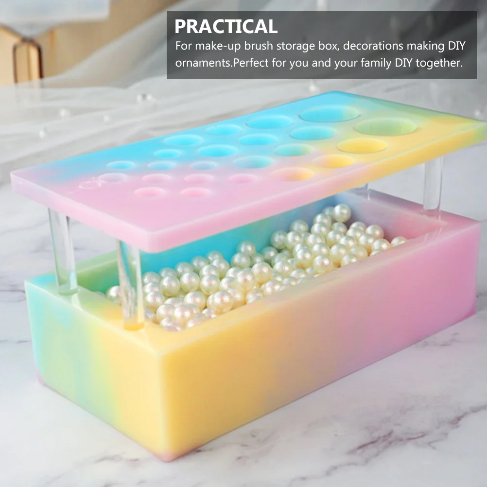 1 مجموعة فرشاة للمكياج تصنيف إدراج قالب سيليكون لتقوم بها بنفسك قالب لسطح المكتب زخرفة صندوق تخزين راتنجات الايبوكسي الملحقات الحرفية #3