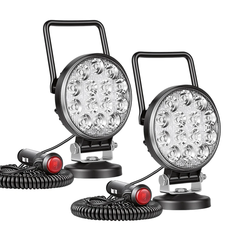 Lampe de travail LED portable magnétique 42W 4 pouces pour voiture, SUV, 4x4, camion, phare de conduite, feu antibrouillard, tout-terrain, camping-car, camping, garage