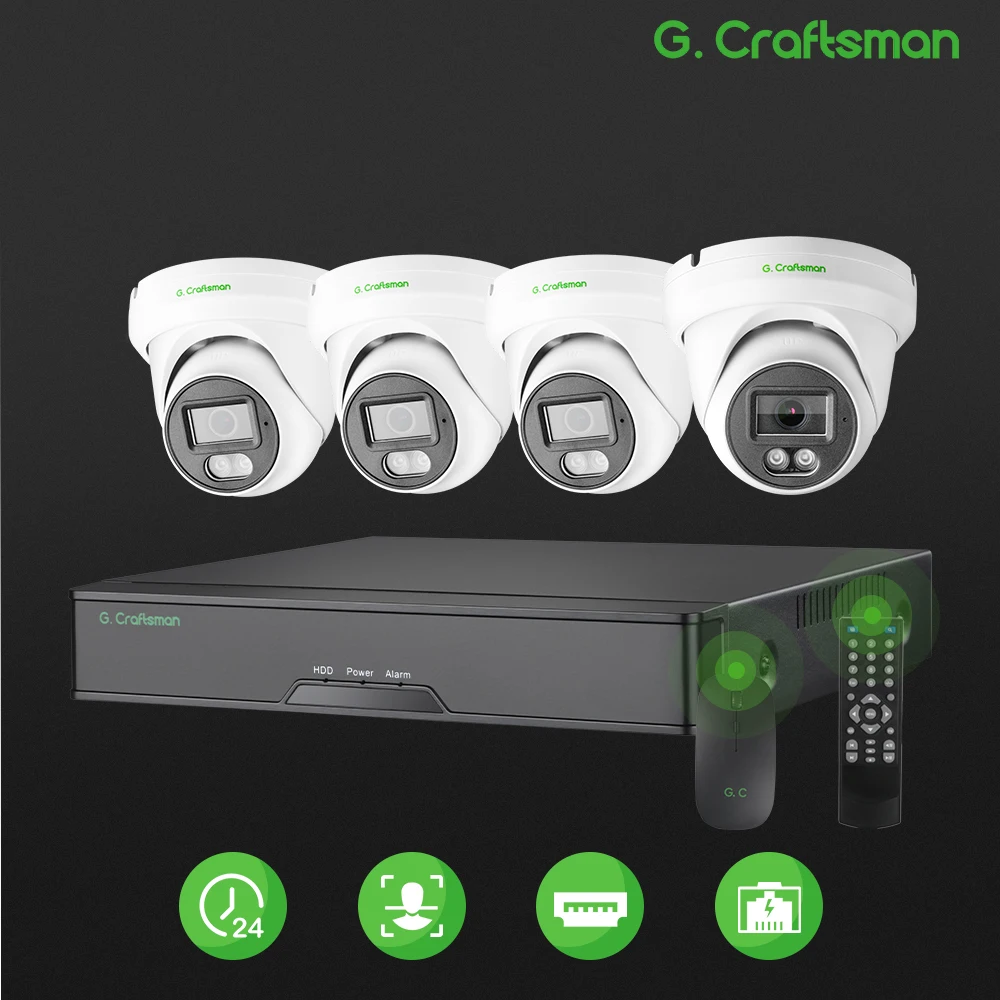 XMeye N 4ch 6MP POE Kit sistema di telecamere IP Sensore SO-NY 2.8mm LED IR Registratore NVR Registrazione 24/7 Sorveglianza di sicurezza GCraftsman