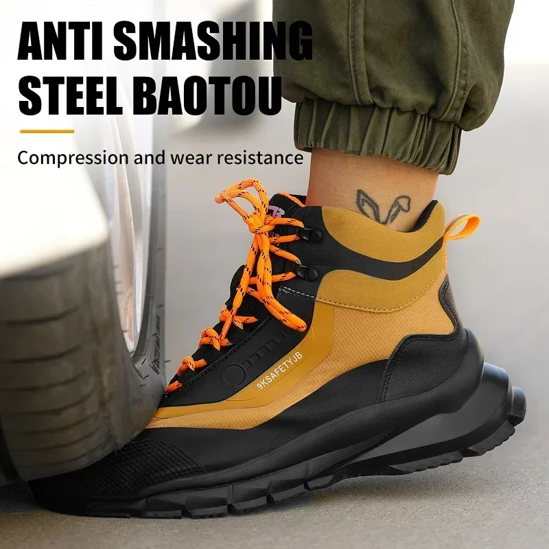 Scarpe antinfortunistiche anti-spruzzi da uomo Stivali da lavoro resistenti all'usura Scarpe con punta in acciaio Scarpe protettive antiforatura Scarpe da ginnastica di sicurezza