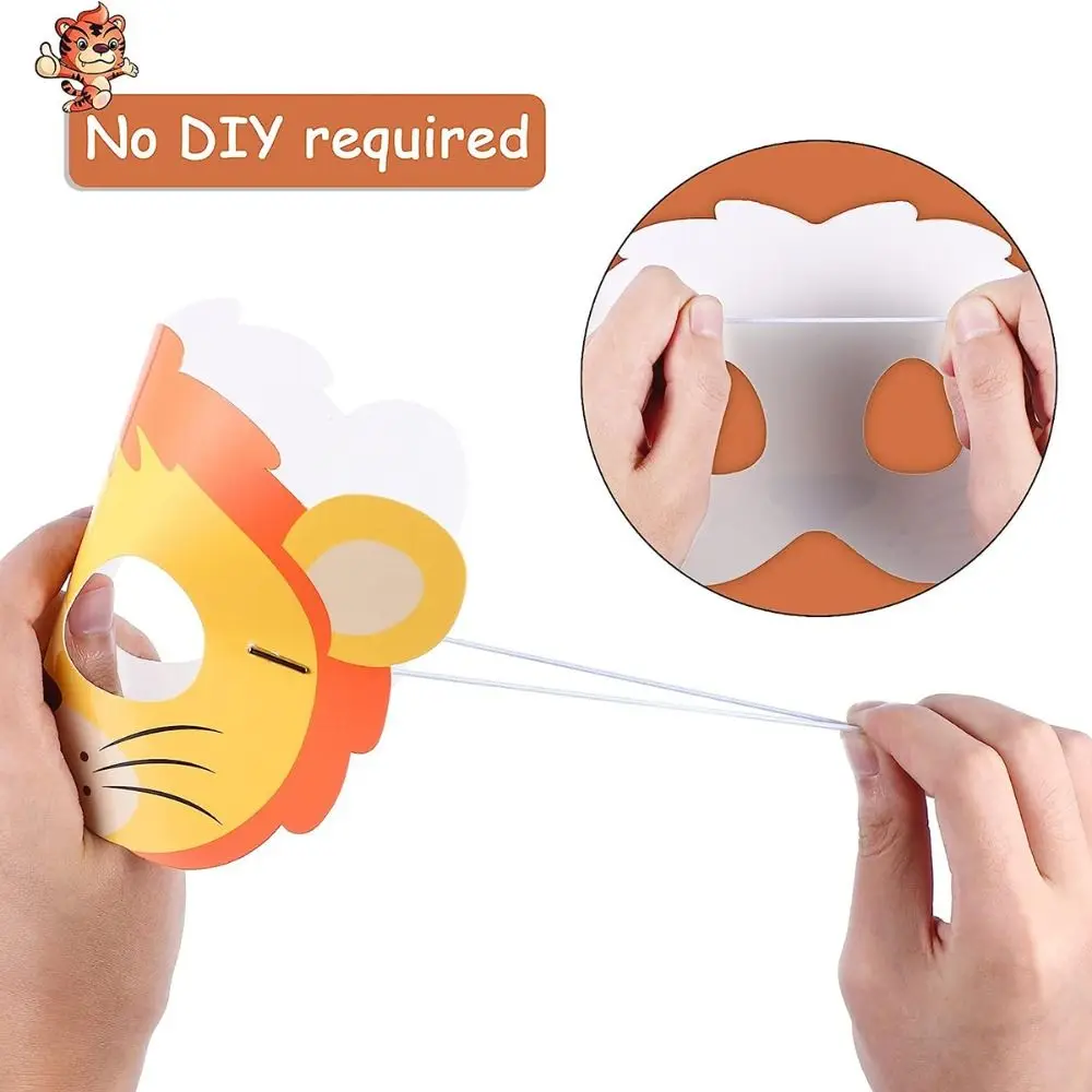 16 Stück Cartoon Dschungel Tiermaske Löwe Tiger Elefant DIY Handwerk Cosplay Party Masken Festival Papier Zoo Dschungel Maske