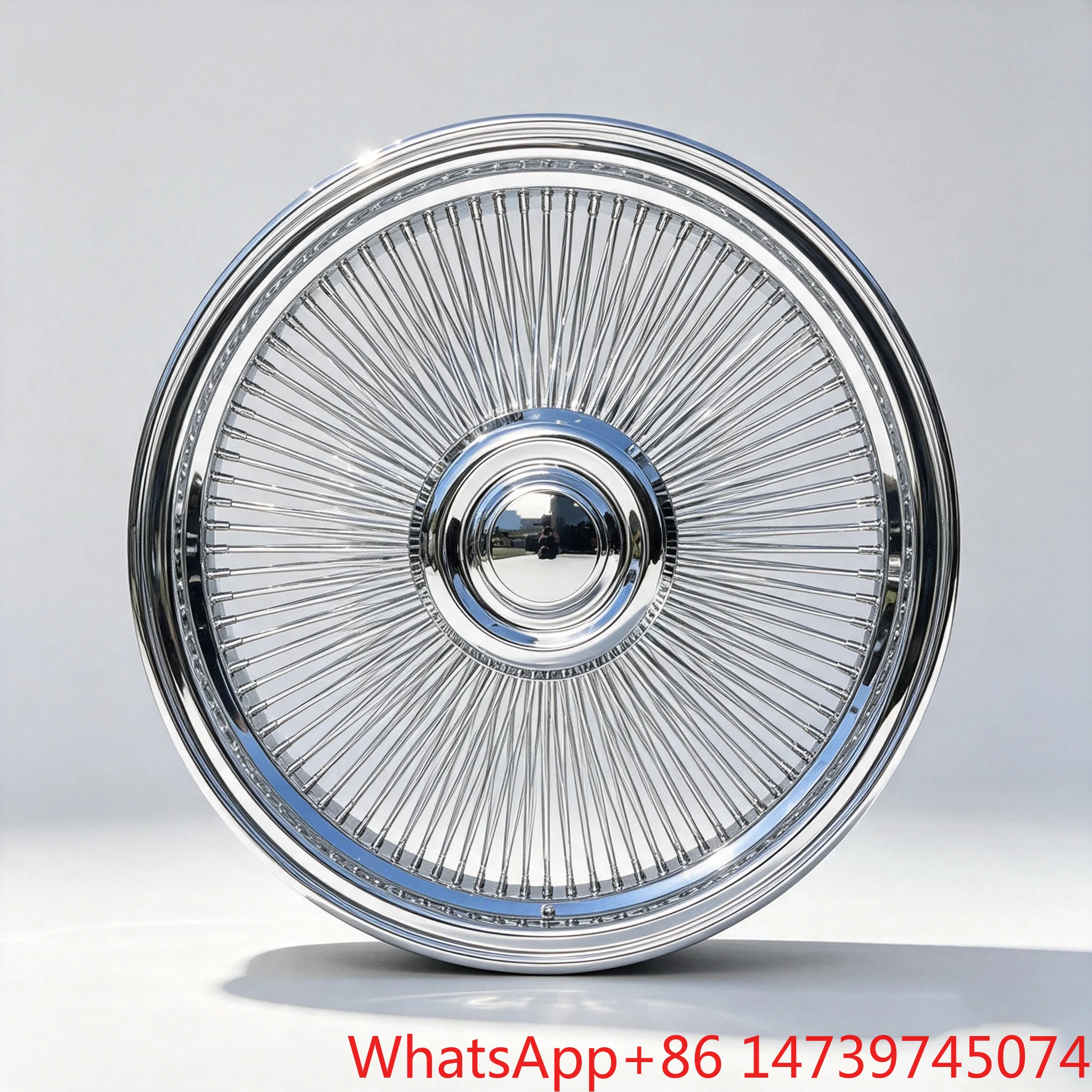 72 Spoke Cross Lace Reverse Chrome Wire Wheel Rims 13-14 Inch 100mm PCD Vintage Car Wheels