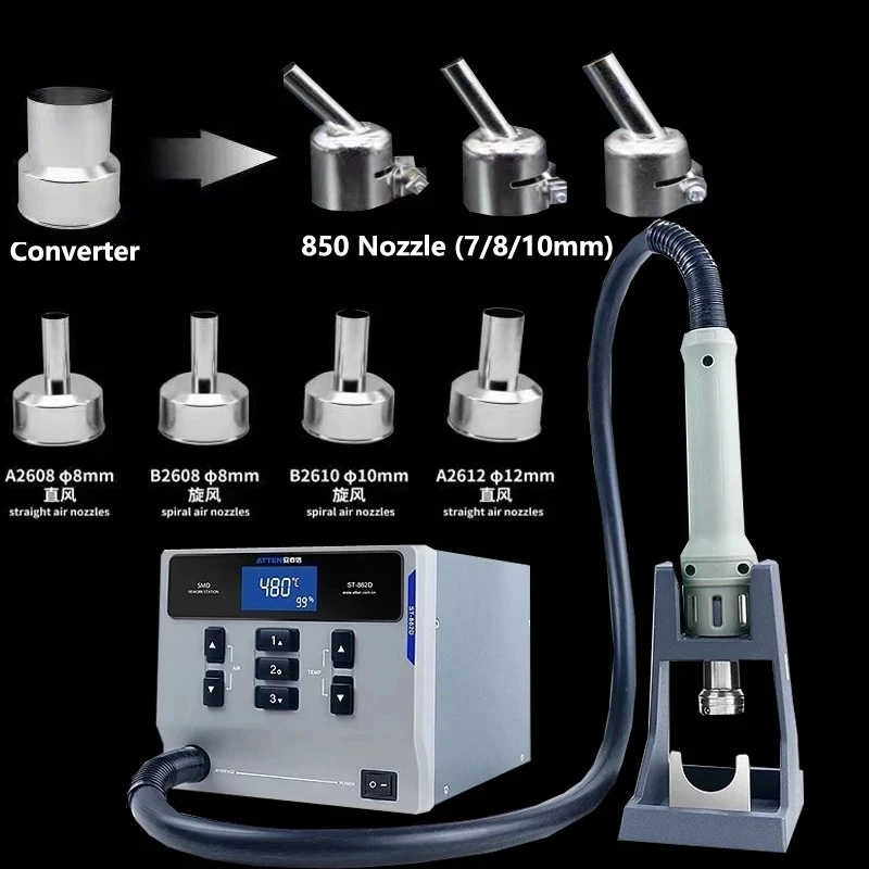 ATTEN St-862D 110V / 220V 1000W Hot Air Gun Digital Display BGA Rework Station Automatic Sleep Repair Desoldering Station