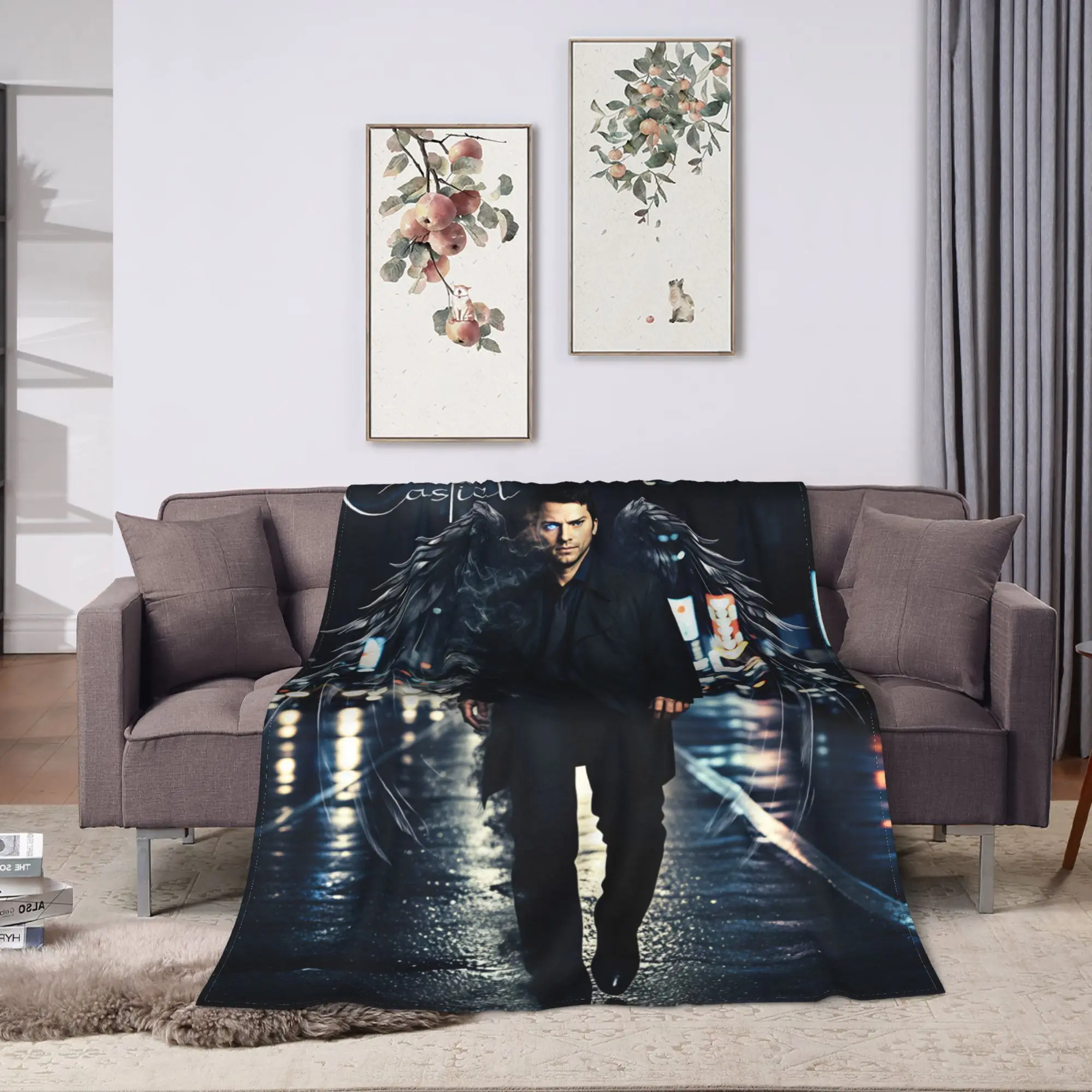 castiel supernatural Blanket Quality Warm Soft  Bedding Throws Winter Travel Office Couch Chair Funny Bedspread