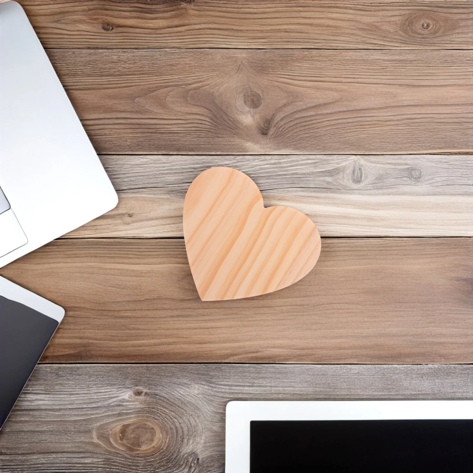 

6Pcs Heart Pattern Coasters Wooden Drink Table Top Protection Non Slip Reusable for Dining Room Living Mug Cup