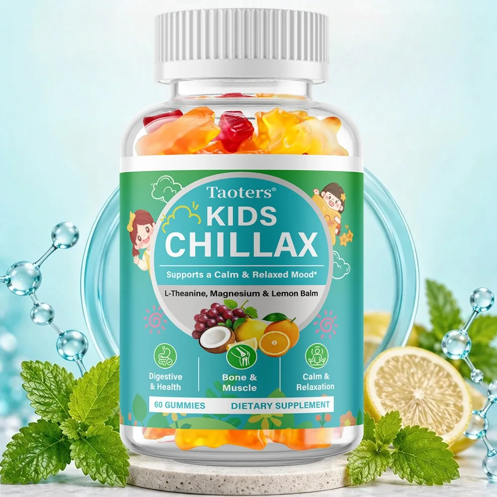 Kids Chillax, for A Calm and Relaxed Mood, with Magnesium, L-Theanine, Lemon Balm - 60 Gummies