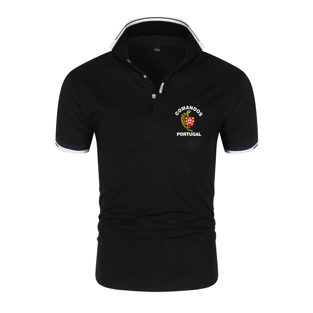 Portuguese Army Special Forces Commando Comandos Portugal Logo 2026 Men's Versatile Breathable Lapel Collar Ice Silk Polo Shirt