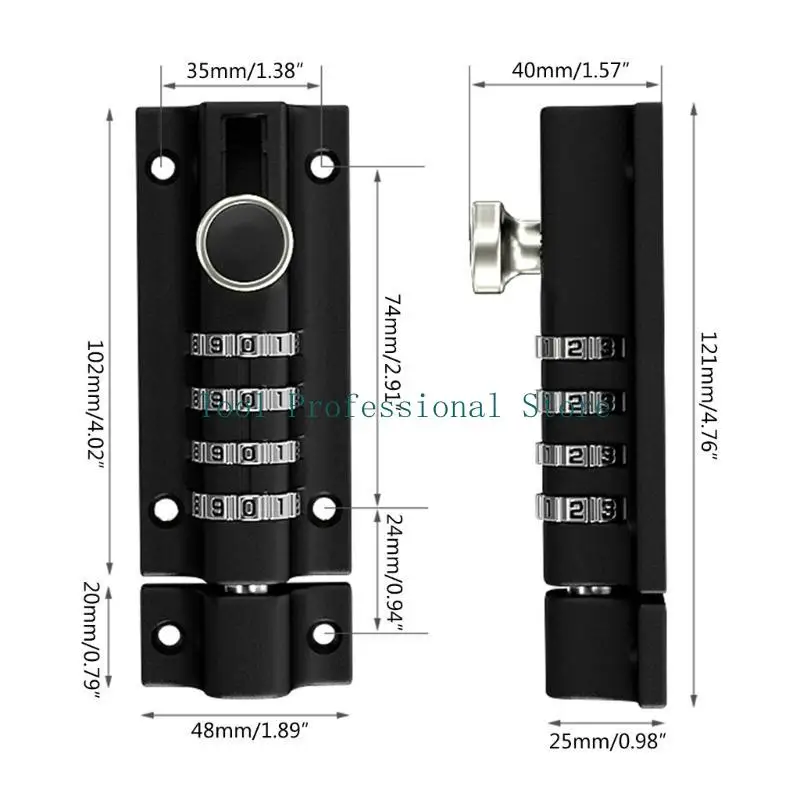 57QF 4-Digit Combination Padlocks Password Lock Sliding Bolt Door Lock Anti-theft Safety Slide Latches Lock Easy to Install - view 6