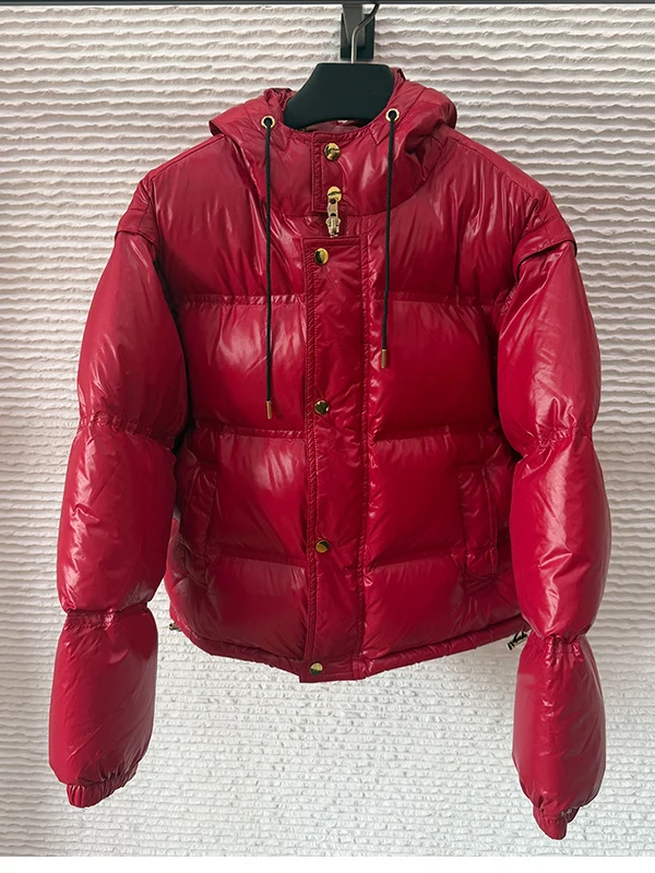 

Winter ort Puffer Jaet Women's Loose Fit Metal Bule Hat Detachable Sve Bread Sle Warm Commute Sle Korean Version