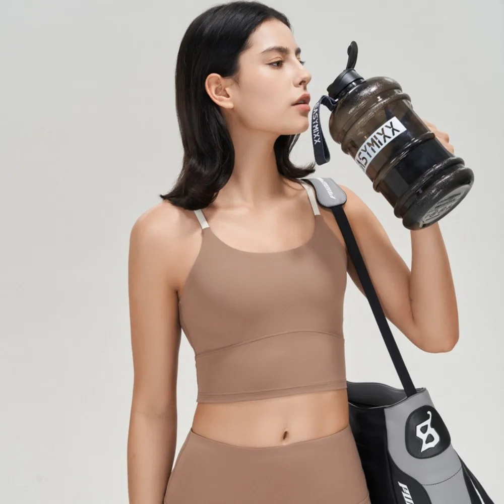 対照的な色の女性用ネイキッドフィールヨガスポーツブラ – 水滴クロスレーサーバック、フィットネスとランニング用の衝撃吸収