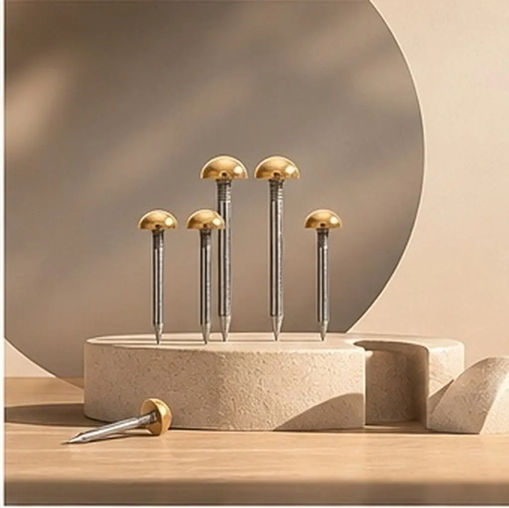 20Pcs Smooth Burr-Free Copper Furniture Tacks with Sharpened Head Horizontal Stripes Rust Resistant Upholstery Nail for Sofa