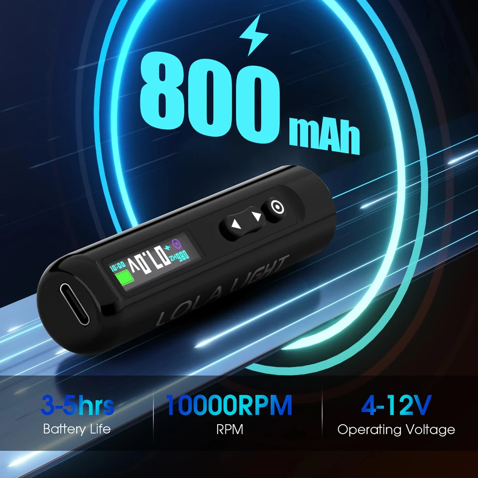 EZ LOLA Wireless PMU Tattoo Pen 12V 800mAh