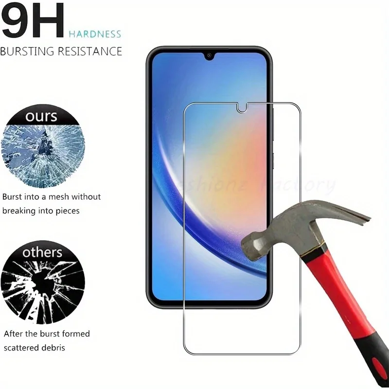 4er-Pack für Samsung Galaxy A34 5G, gehärtetes Glas, Displayschutzfolie, 9H, kratzfest, HD, klar, blasenfrei – Detail 4