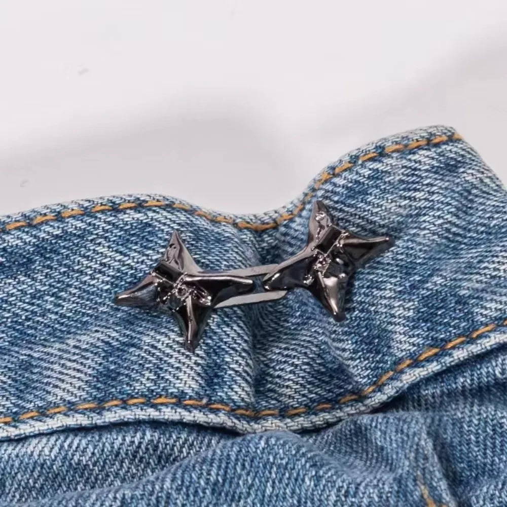 Fashionable Four Pointed Star Jeans Buttons Fixed Adjustable Waist Buckle Waist Tightening Tool Belt Buckles Dress Decoration