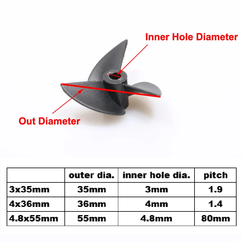2Pairs الإيجابية السلبية النايلون المروحة ل RC نموذج قارب كهربائي مزدوج المحركات 3 شفرات الدعائم مجداف 3x35 مللي متر 4x36 مللي متر 4.8x55mm
