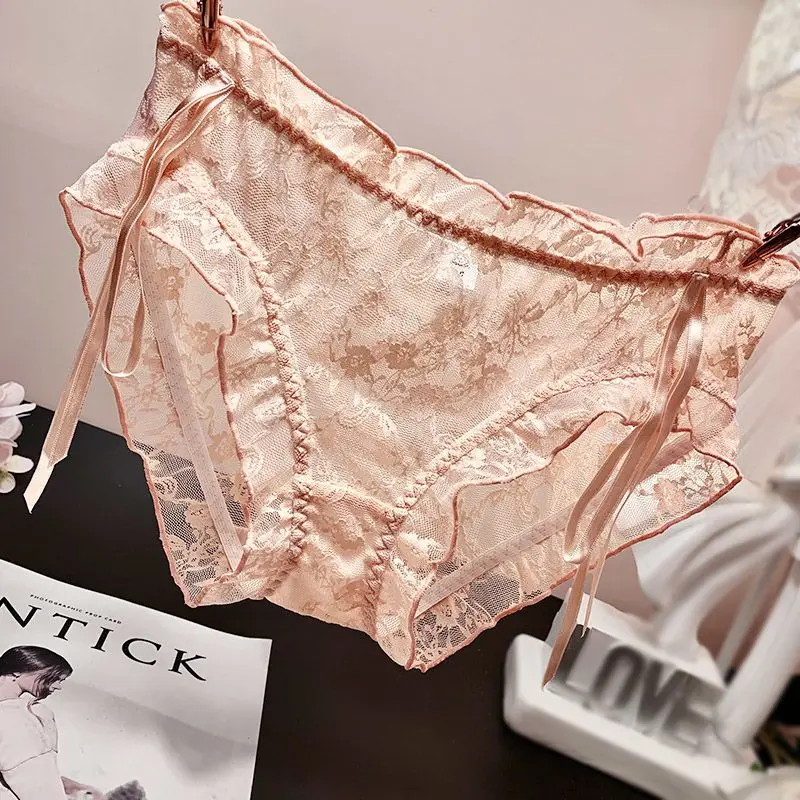 

Japanese Women Panties Luxury High-end Underwear Lingerie Sexy Lace Design Triangle Panties Low-rise Soft Cotton Crotch Thongs