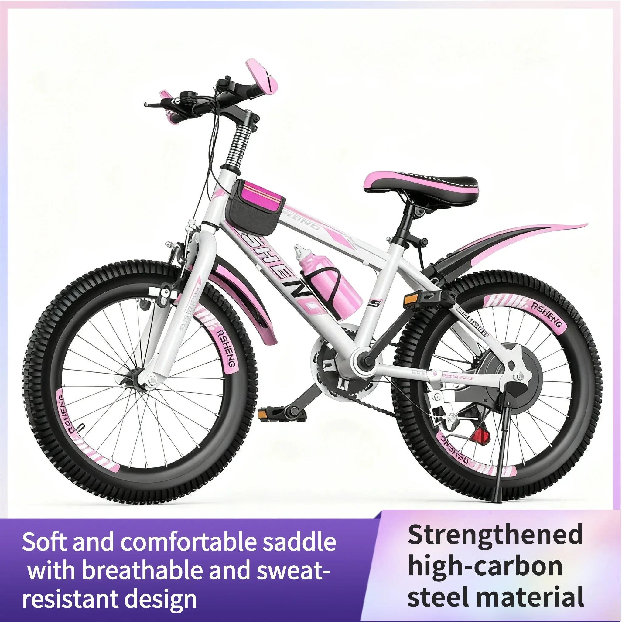 

Children's Mountain Bikes Unisex 18/20/22/24 Inch White/Pink Transmission for Ages 8-18 Adult Youths Kids Bicycle