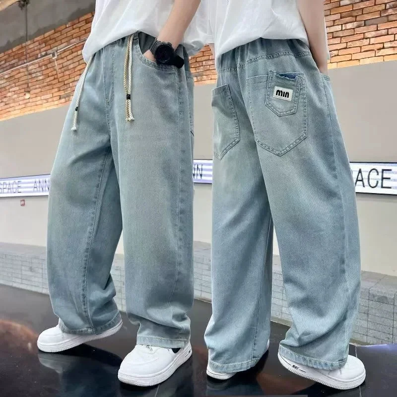 

2025 Boys' Jeans in Spring and Autumn, Mid To Large Children's Casual Pants, Handsome and Versatile, Boys' Pants, Street Style