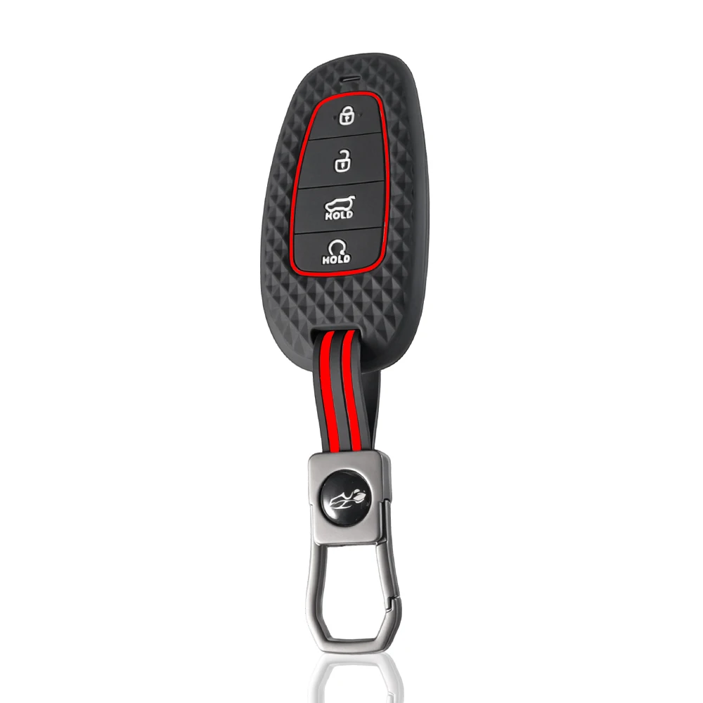 Silicone Car Key Case Cover Protect Shell For Hyundai Tucson Solaris Sonata Hybrid NEXO NX4 Santafe dn8 4 Buttons 2020 2021 2022