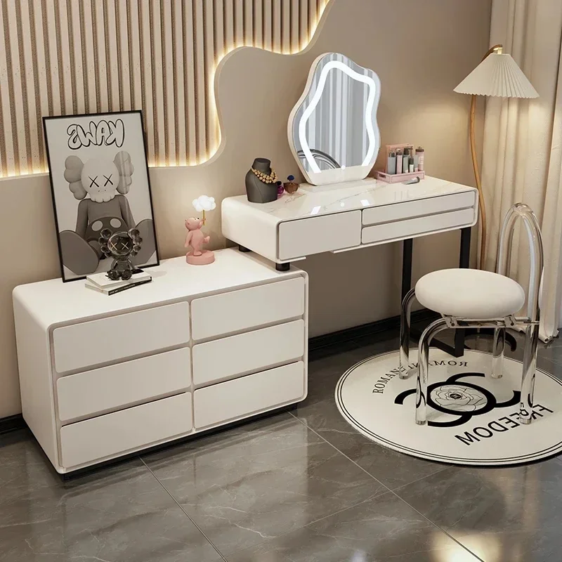 

Luxury Bedroom Dressing Table Organizers Drawer White Makeup Dressing Table Bedroom LED Coiffeuse De Chambre Home Furniture