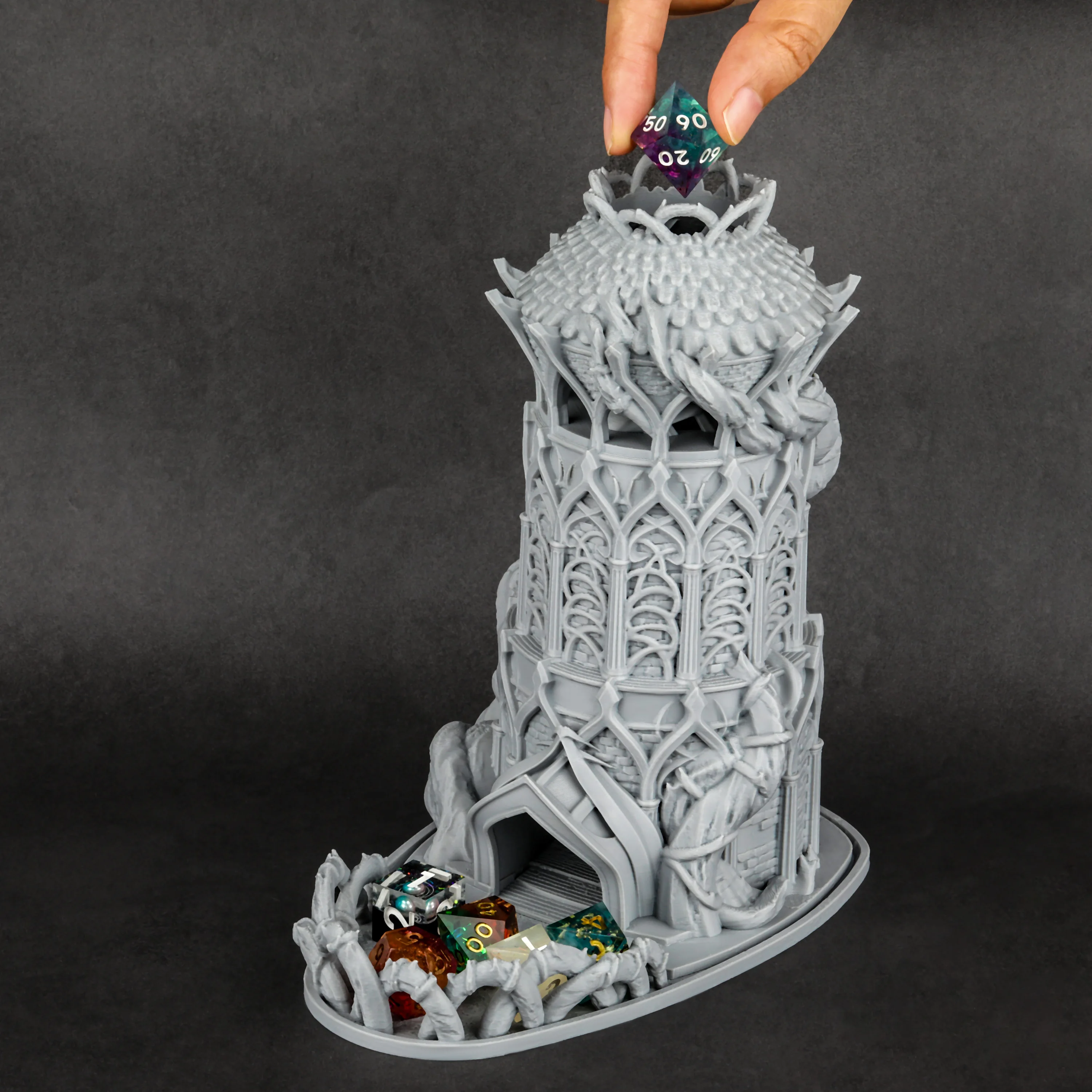 RPG Druid Tower Dice, High Detail Fantasy Dice Tower for Tabletop RPG Games, Ideal Gift for Role-Play Enthusiasts