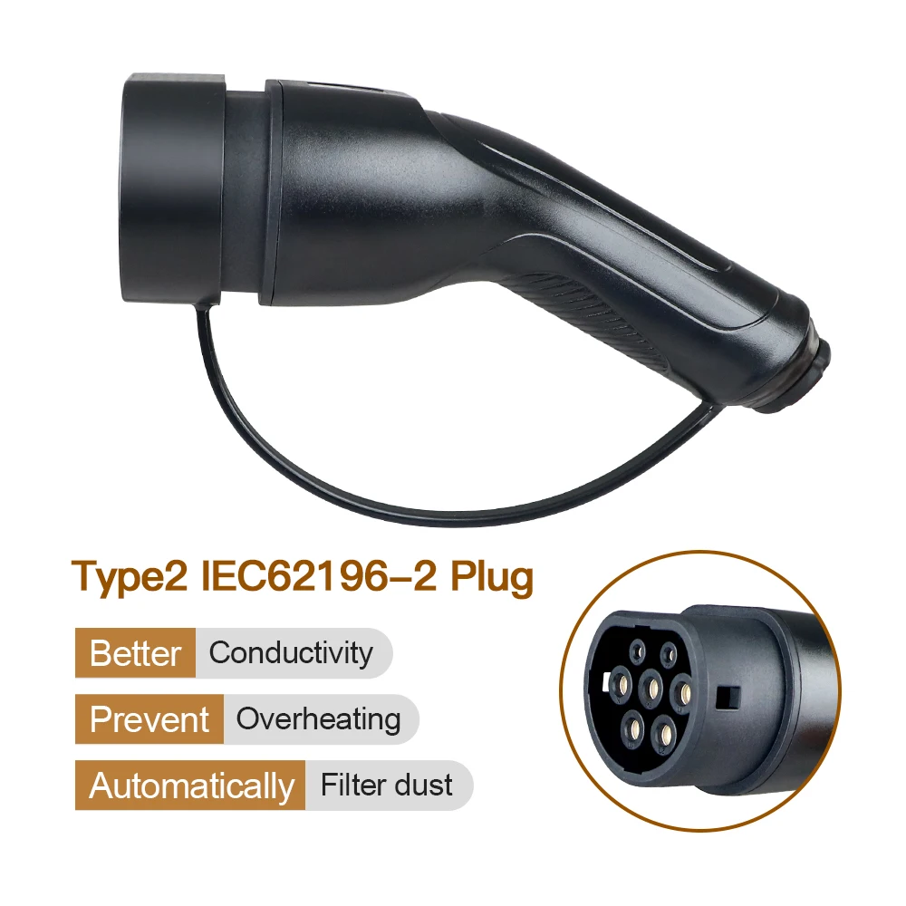 ERDAN-enchufe de cargador EV tipo 2 de 11kW, Cable de IEC62196-2 trifásico 16A para estación de carga de vehículos eléctricos