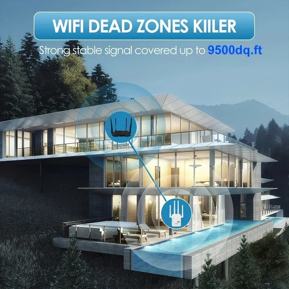 "Dual-Band WiFi Extender 2.4G 5G Signal Booster Repeater Wireless Router Amplifier 802.11bgn Gigabit WPS EU US Plugs WiFi"