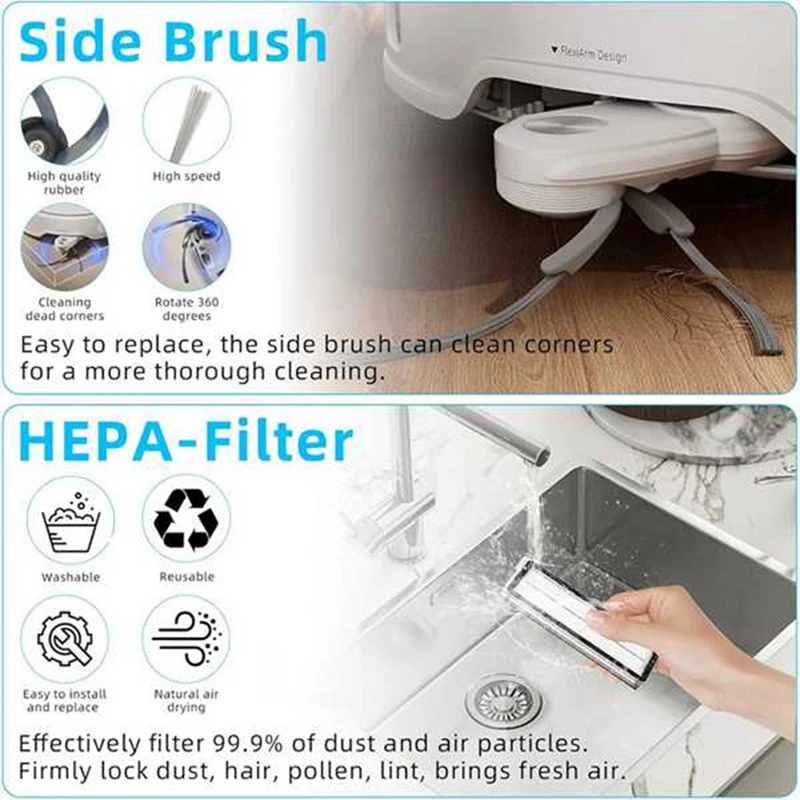 24 個ブラシフィルターモップクロスとダストバッグセット Roborock Qrevo Curv/P20 プロメインブラシサイドブラシフィルターモップクロスダストバッグ