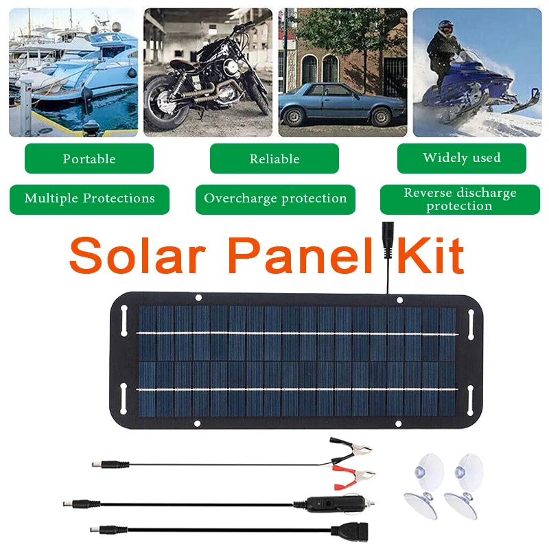 12V Polycrystalline Solar Panel Charger High-Efficiency Car Battery Solar Trickle Charger Solar Powered Charger for RVs Campers
