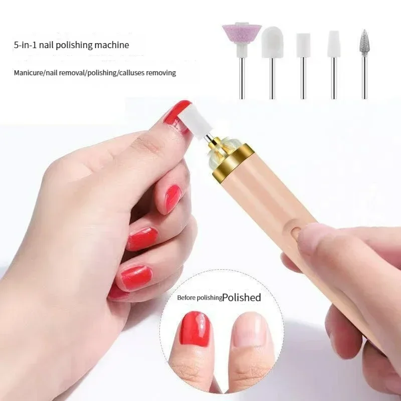

Mini USB Electric Nail Grinder Drill 5 In 1 Nail Polishing Machine Nail File With Light Portable Mini Electric Manicure Art