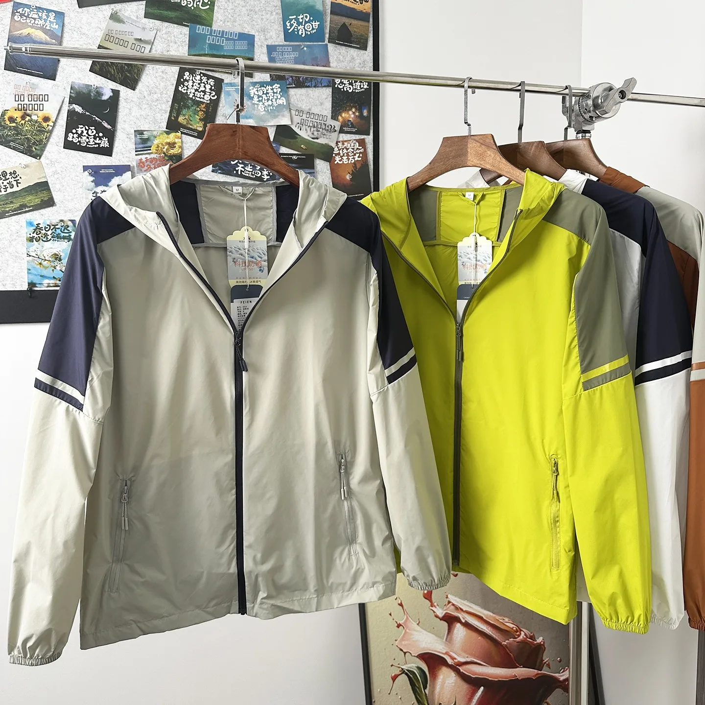 

Men's Lightweight Breathable Casual Jaet UV Protection Faion Color Blo UPF50 Anti-Uv Lightweight Summer Outdoor Coat