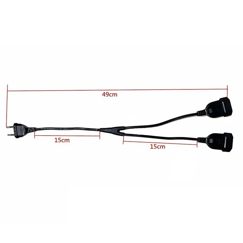 1PCS 0.5M CEE7/16 EU 2 Prong Male to Female Dual Output,2 Ways Outlet Extension Cord European M/F Power Splitter Cable