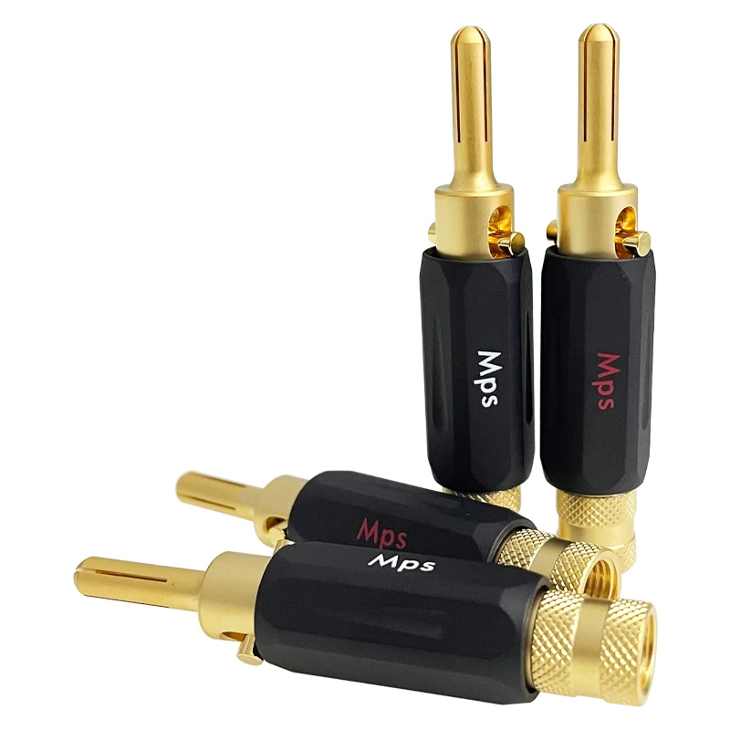 

HiFi MPS Black wolf HiFi Speaker Banana Plugs pure copper Audio Jack Connector 24K gold Plated Amplifier Speaker connector