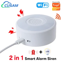 WiFi Smart Alarm Siren 90dB Loud Speaker with RGB LED Night Light for Tuya Home Security System