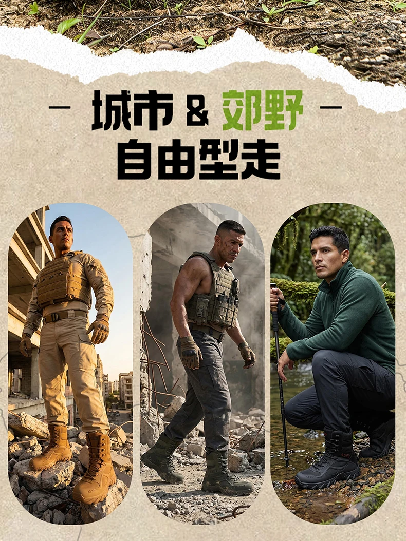 Neue taktische Stiefel für Herren, atmungsaktive Outdoor-Armee-Stiefel, schnelle, rutschfeste Arbeits- und Jagdstiefel, Schnürstiefel, Wüstenstiefel – Detail 7