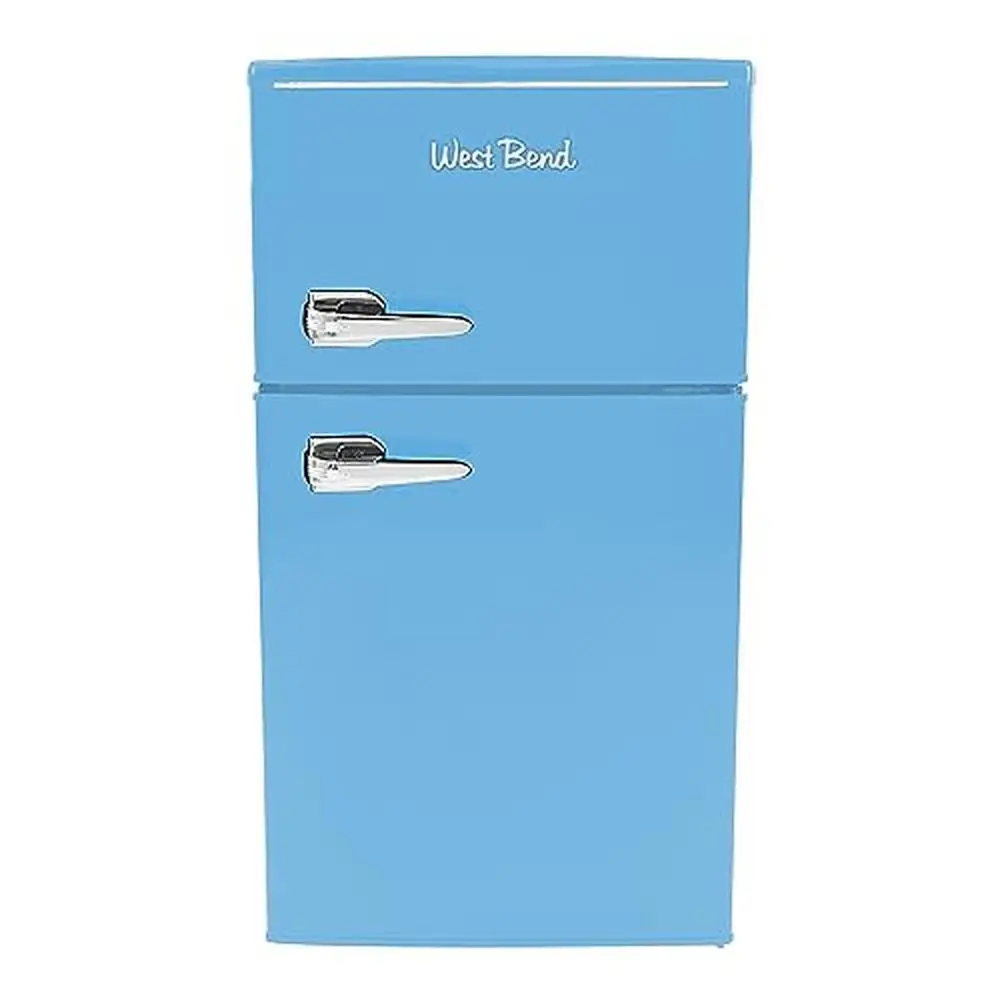 3 Cu.Ft Mini Fridge Freezer Retro-Styled Home Office Dorm Manual Defrost Adjustable Temperature Blue Compact Design Space Saving