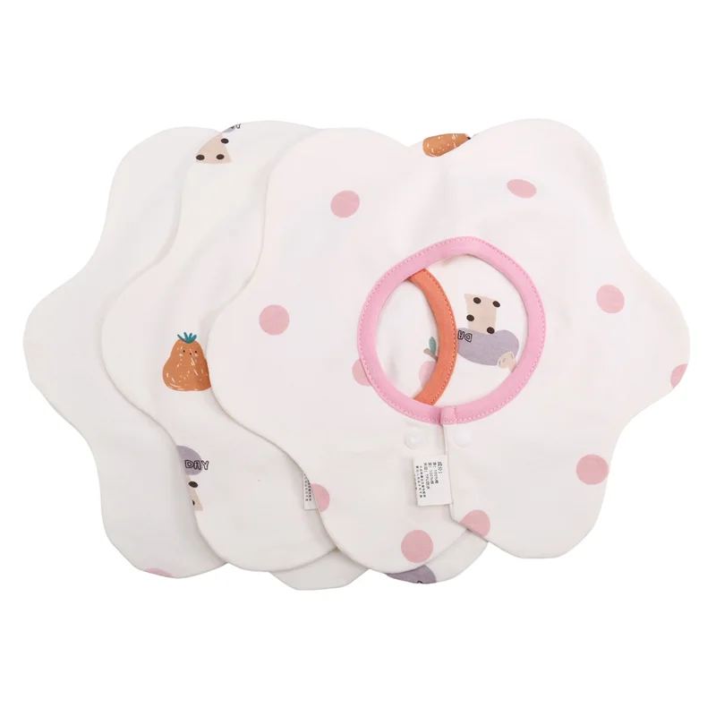 

B05C-360° Rotate Organic Cotton Baby Bibs 3-Pack, Adjustable Muslin Bibs For Teething & Drooling, Unisex