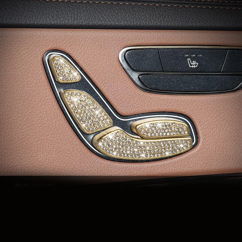 For Mercedes-Benz S Class W222 14-20 Crystal Style Car Front Seat Adjust Buttons Cover Trim