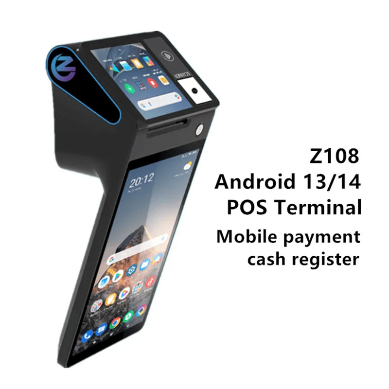 Z108 Android 14 Dual Screen Cash Register POS Terminal Small Ticket Machine with 4G WiFi BT NFC Scanner 58/80mm Thermal Printer