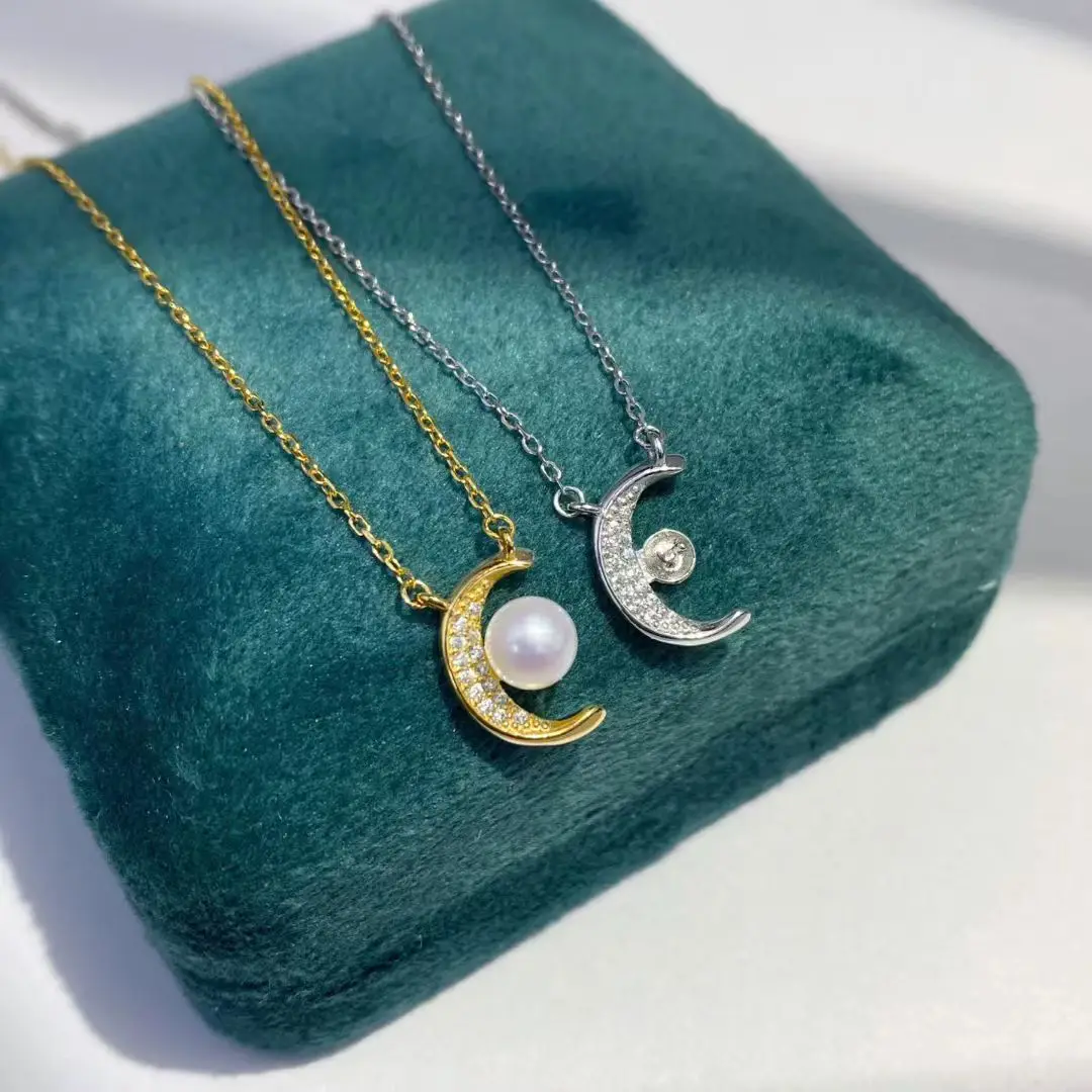 

Основы для ожерелья из стерлингового серебра 925 пробы в форме луны, фурнитура для ювелирных изделий, крепления для жемчуга 5-7 мм, 5 шт./лот