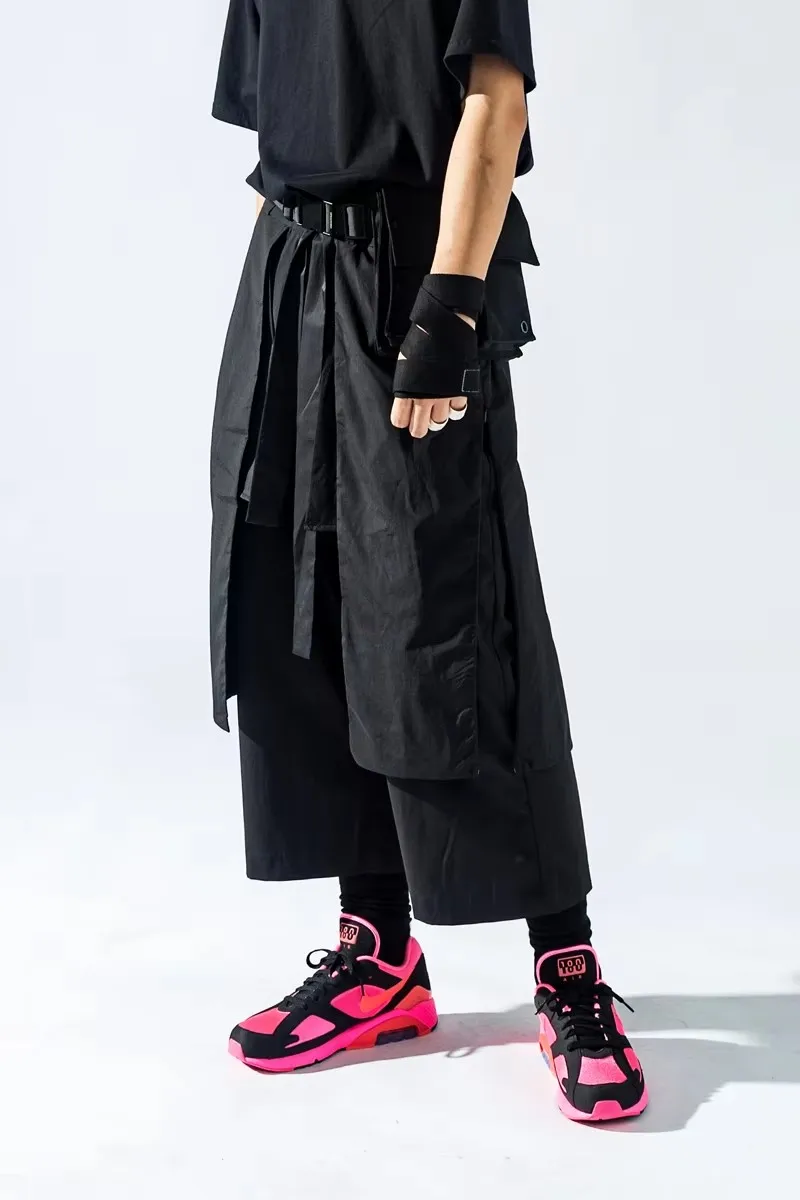 27-46 新 2025 紳士服 GD ファッションヘアスタイリストストリートコラージュサムライスカートパンツキュロットプラスサイズの衣装