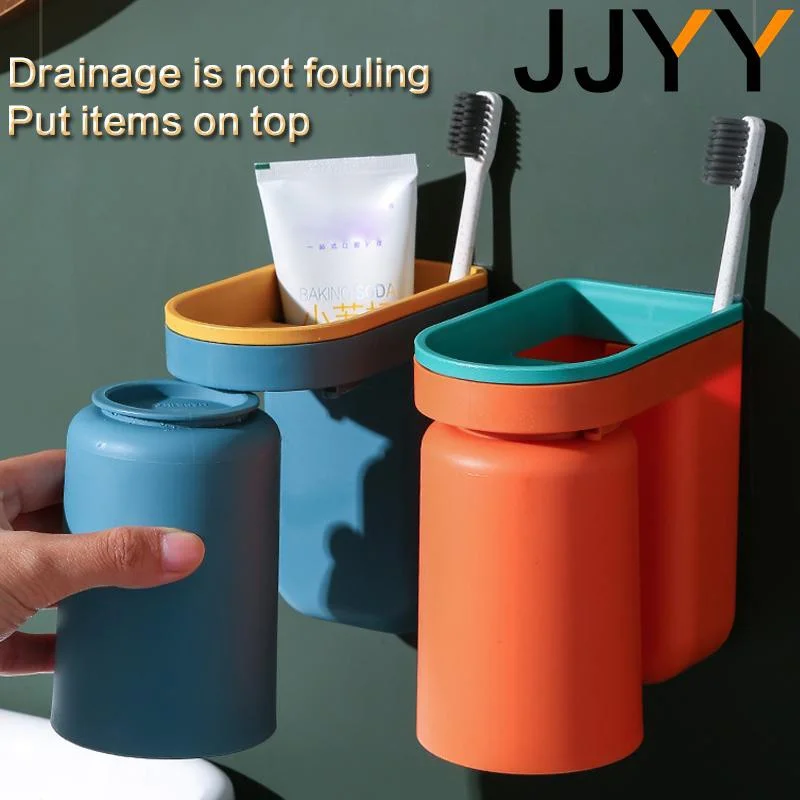 JJYY Multifunction Waterproof Wall Mount Toothbrush Holder Wall Mount Toothbrush Holder with Cup Bathroom Accessories Tool