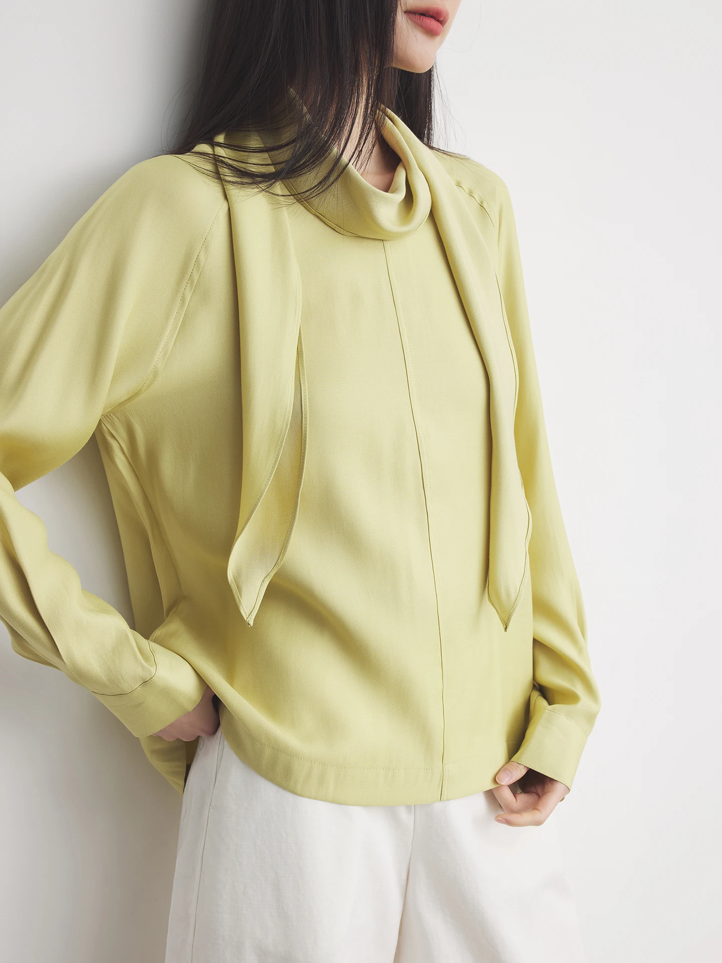 

Женская блузка Annata с длинным рукавом и дизайном в лимонную полоску, весенняя, простого прямого кроя, дышащая